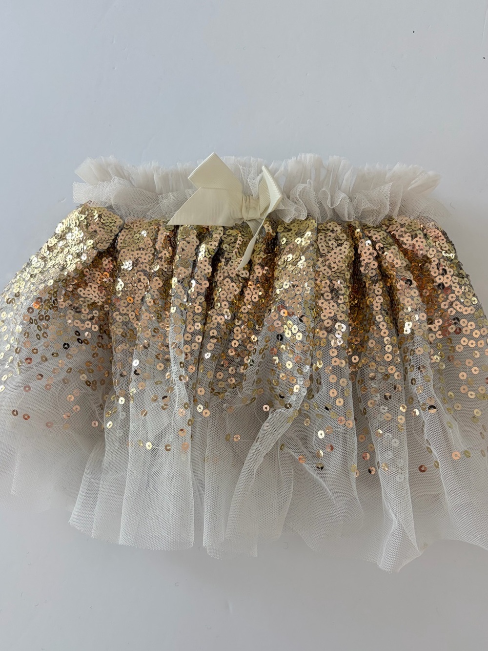 Great Pretenders Ivory and Gold Sequin Tulle Skirt Halloween Costume Girls 4-6